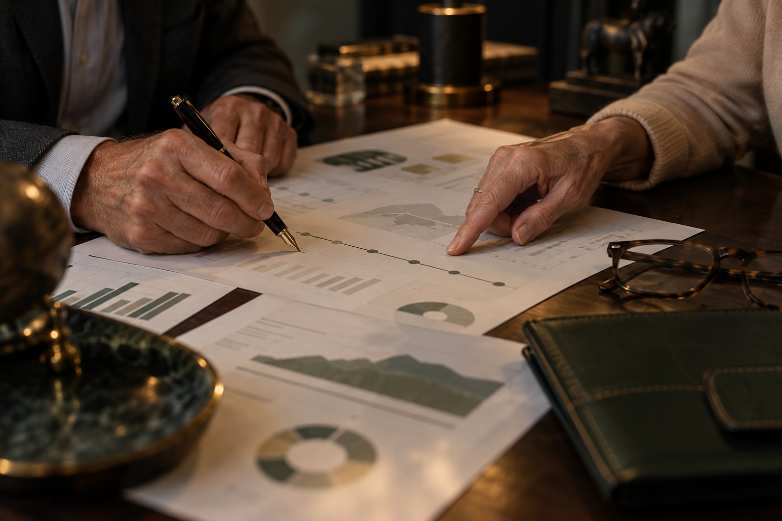 A couple working through a detailed financial plan